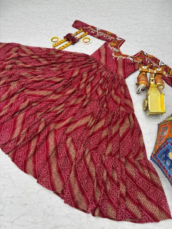 Gamathi Mirror Work Bandhani Gown Gamathi Mirror Work Bandhani Gown