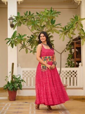 Stunning Navratri Gamathi Work Gown