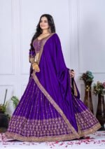 Buy Heavy Vichitra Silk Embroidered Lehenga Set with Dupatta – Semi-Stitched | My Fashion - Image 2