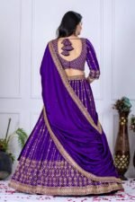 Heavy Vichitra Silk Embroidered Lehenga Set (4)