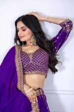 Buy Heavy Vichitra Silk Embroidered Lehenga Set with Dupatta – Semi-Stitched | My Fashion - Image 4