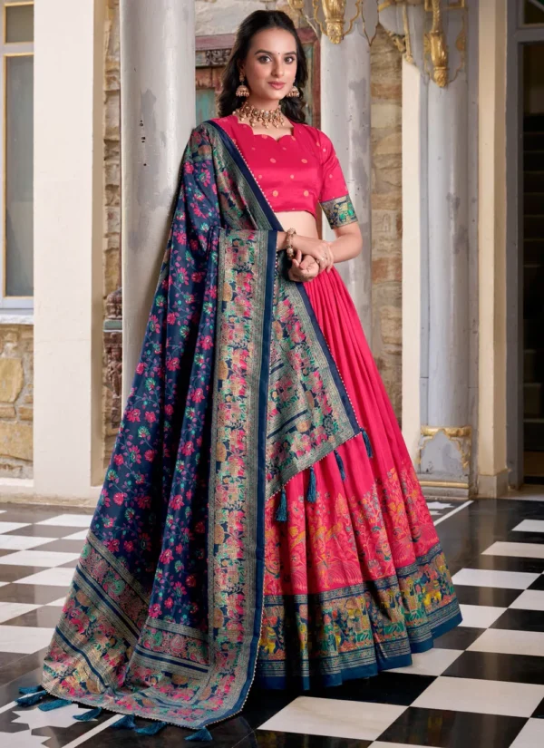 IMG_5250 Morani Floral Tussar Silk Lehenga Set