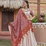 Beige Viscose Rayon Navratri Chaniya Choli