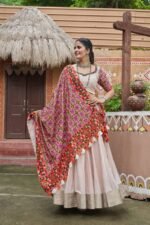 Beige Viscose Rayon Navratri Chaniya Choli