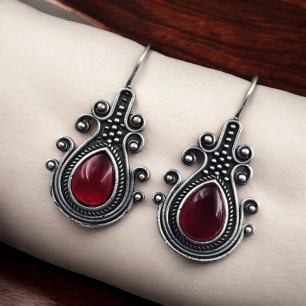 Monalisa-Stone-Hook-Earrings-3-1.jpeg Silver Replica Peacock Studs – Monalisa Hook Earrings for Royal Elegance | My Fashion - Image 5