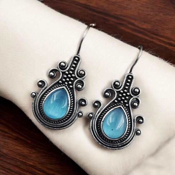 Monalisa-Stone-Hook-Earrings-8-1.jpeg Silver Replica Peacock Studs – Monalisa Hook Earrings for Royal Elegance | My Fashion - Image 2