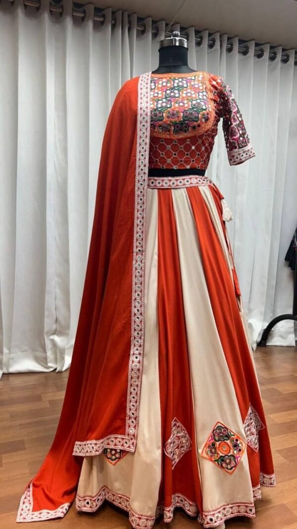 Multi-Color-Lehenga-Choli-10.jpg Elegant Multi Color Lehenga Choli Gamthi Embroidery With Mirror Work - Image 6
