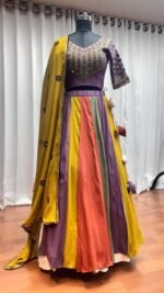 Elegant Multi Color Lehenga Choli Gamthi Embroidery With Mirror Work - Image 5