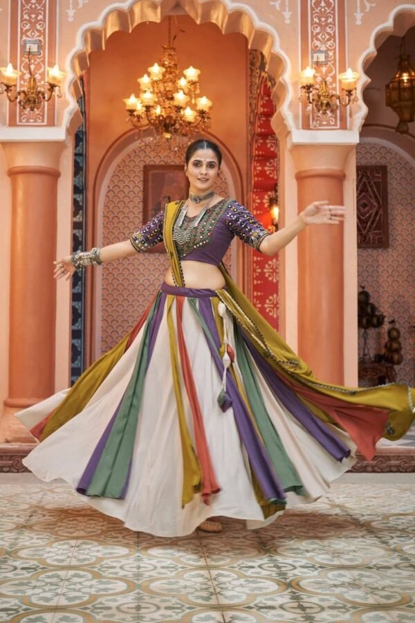 Multi-Color-Lehenga-Choli-40.jpg Elegant Multi Color Lehenga Choli Gamthi Embroidery With Mirror Work - Image 2
