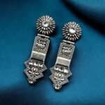 New Elegant Oxidized Silver Replica Earrings | Handcrafted Lightweight Studs – My Fashion - Image 4
