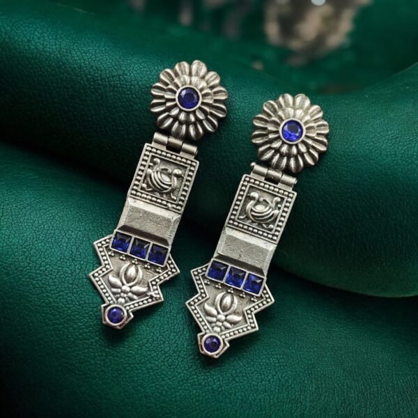 Oxidized-Silver-Replica-Earrings-12.jpeg New Elegant Oxidized Silver Replica Earrings | Handcrafted Lightweight Studs – My Fashion - Image 3