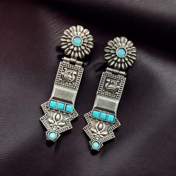 Oxidized-Silver-Replica-Earrings-14.jpeg New Elegant Oxidized Silver Replica Earrings | Handcrafted Lightweight Studs – My Fashion - Image 8