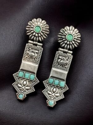 Elegant Oxidized Silver Replica Earrings