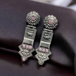 New Elegant Oxidized Silver Replica Earrings | Handcrafted Lightweight Studs – My Fashion - Image 5