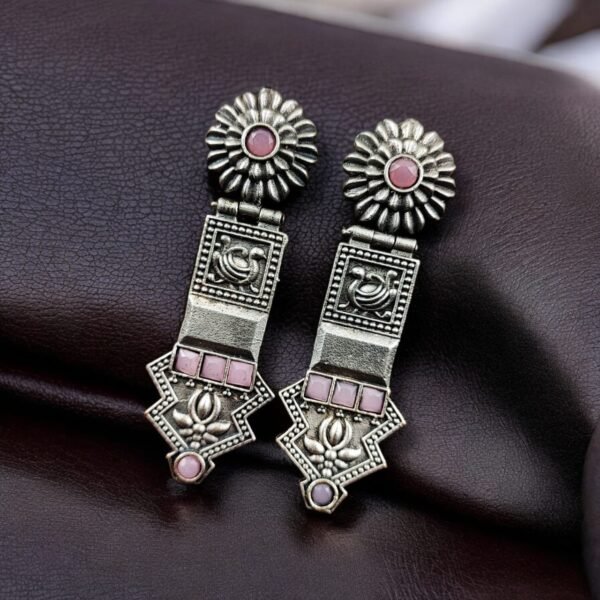 Oxidized-Silver-Replica-Earrings-18.jpeg New Elegant Oxidized Silver Replica Earrings | Handcrafted Lightweight Studs – My Fashion - Image 5