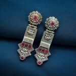 New Elegant Oxidized Silver Replica Earrings | Handcrafted Lightweight Studs – My Fashion - Image 2