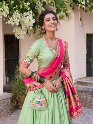 Jacquard Silk Paithani Lehenga