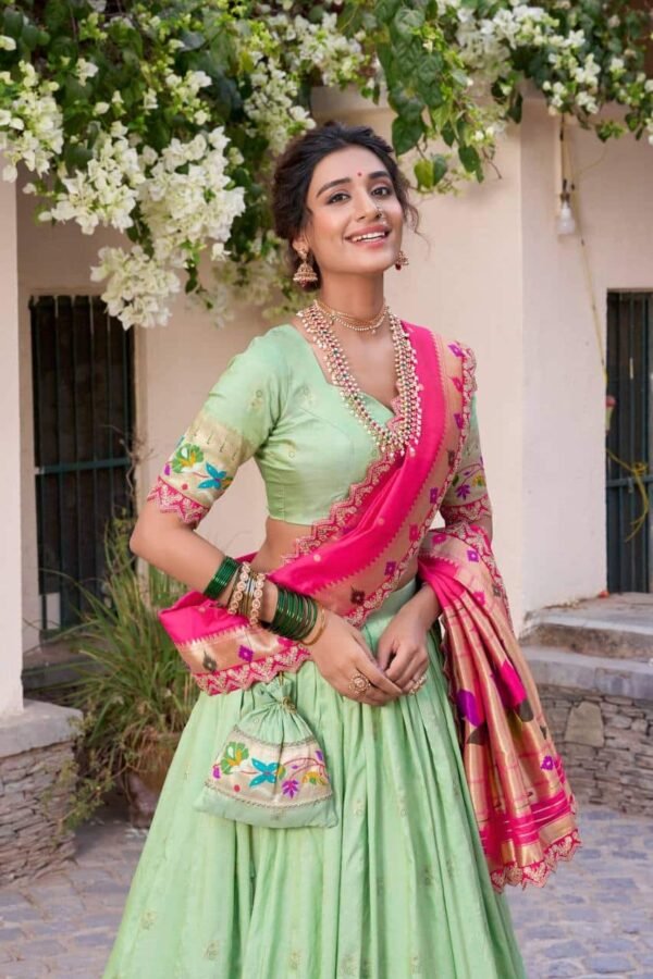 Jacquard Silk Paithani Lehenga