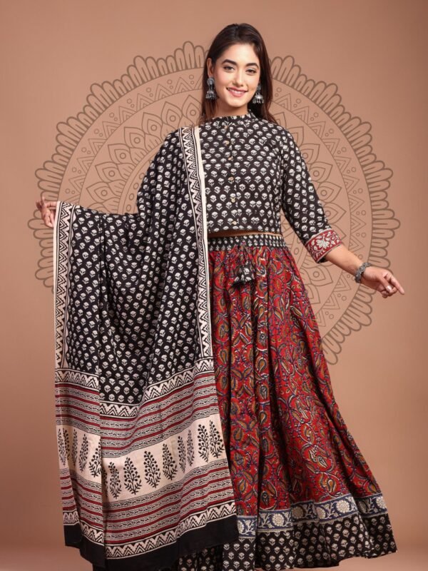 Designer Handblock Bagru Printed Lehenga Choli/Chania Choli
