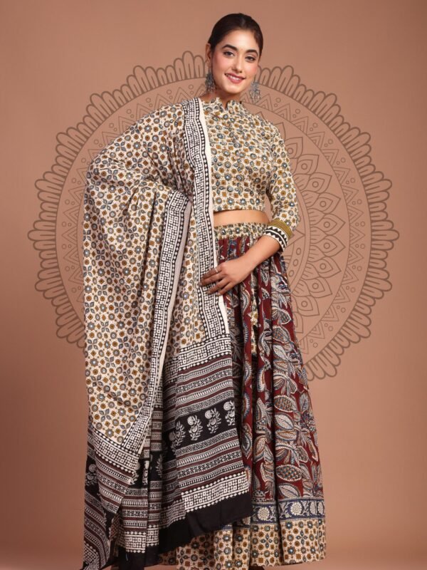 Designer Handblock Bagru Printed Lehenga Choli/Chania Choli