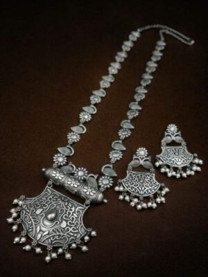 Silver Replica Long Haram Necklace Set