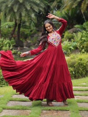 Maroon Partywear Gown