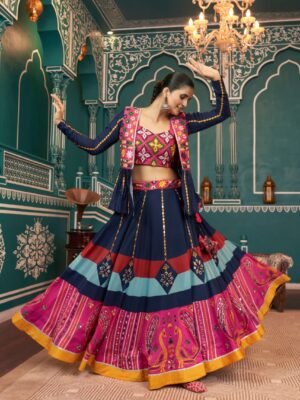 Multi Color jacket Style Lehenga Set