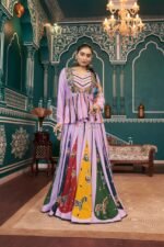 Silk Mirror Work Jacket Style Lehenga Set