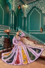 Silk Mirror Work Jacket Style Lehenga Set