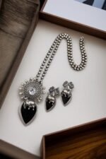 Silver Replica Nandi Necklace Set