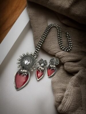 Silver Replica Nandi Necklace Set