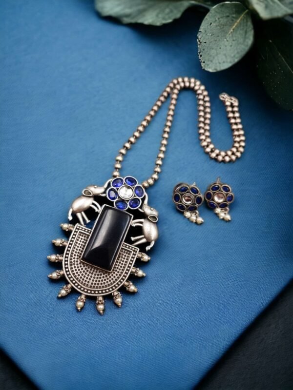 Majestic Silver Replica Elephant Necklace Set | Handmade Festive Jewelry for Women - Image 7
