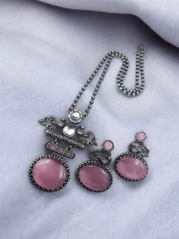 Silver-Replica-Pendant-Set-1.jpeg Timeless Silver Replica Pendant Set | Monalisa Peacock Design - Image 6