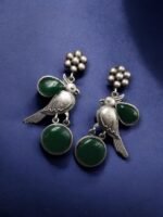 Perfect Monalisa Stone Flower Stud Earrings with Bird Motif – By My Fashion - Image 8