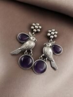 Perfect Monalisa Stone Flower Stud Earrings with Bird Motif – By My Fashion - Image 7