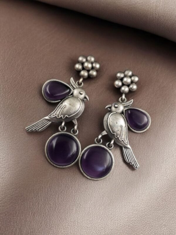 Stud-Earrings-12.jpeg Perfect Monalisa Stone Flower Stud Earrings with Bird Motif – By My Fashion - Image 7