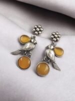 Perfect Monalisa Stone Flower Stud Earrings with Bird Motif – By My Fashion - Image 6
