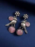 Perfect Monalisa Stone Flower Stud Earrings with Bird Motif – By My Fashion - Image 5