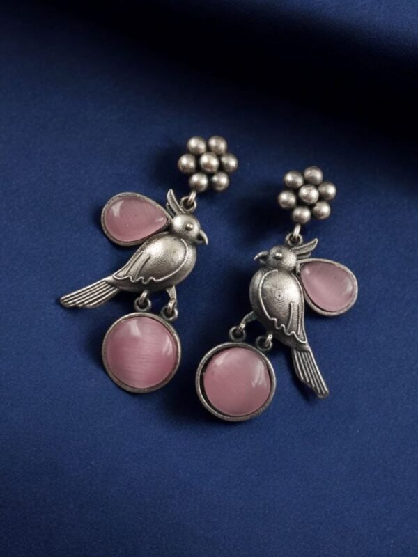 Stud-Earrings-15.jpeg Perfect Monalisa Stone Flower Stud Earrings with Bird Motif – By My Fashion - Image 5