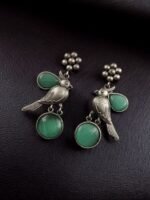 Perfect Monalisa Stone Flower Stud Earrings with Bird Motif – By My Fashion - Image 3