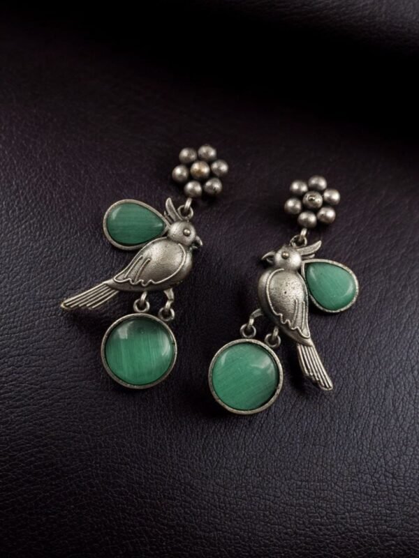 Stud-Earrings-17.jpeg Perfect Monalisa Stone Flower Stud Earrings with Bird Motif – By My Fashion - Image 3