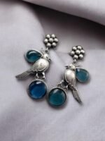 Perfect Monalisa Stone Flower Stud Earrings with Bird Motif – By My Fashion - Image 2
