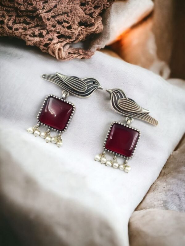 Stylish-Bird-Earrings-2.jpeg Stylish Bird Earrings – High-Quality Oxidized Studs in 10 Colors – My Handicraft India - Image 2