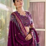 Tusser Silk Floral Foil Work Lehenga Set