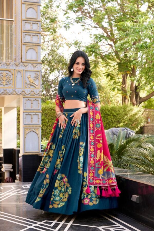 Tussar Silk Lehenga Choli for Women – Printed & Foil Work My Fashion Tussar Silk Lehenga Choli for Women – Printed & Foil Work My Fashion