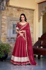 Vichitra Silk Stitched Lehenga Set