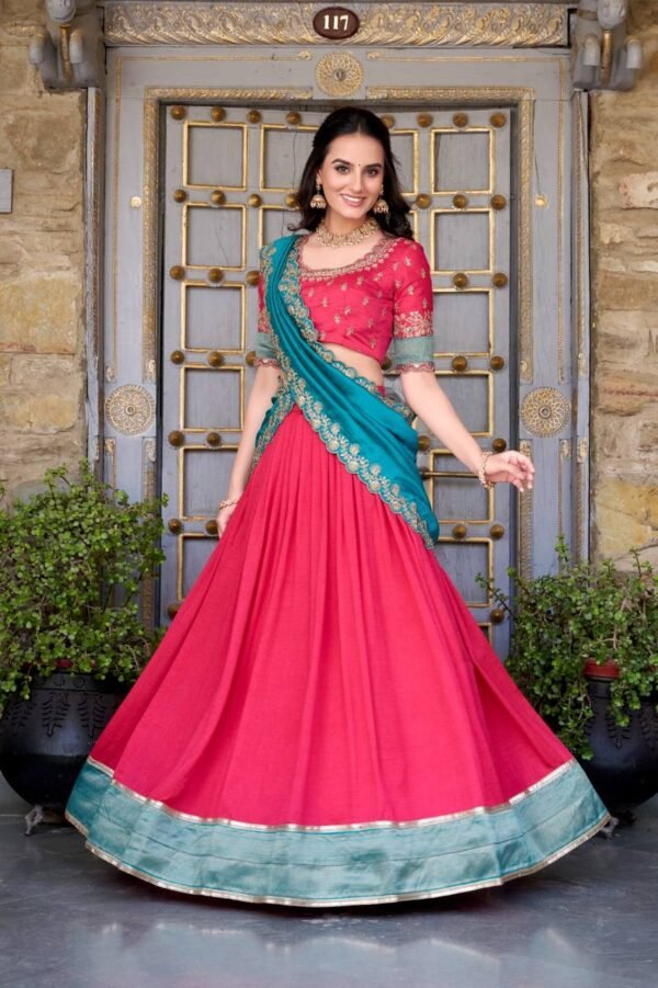 Vichitra Silk Stitched Lehenga Set (9) Vichitra Silk Stitched Lehenga Set