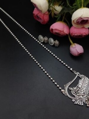 Krishna Laxmi Art Oxidized Necklace with Jhumka Earrings