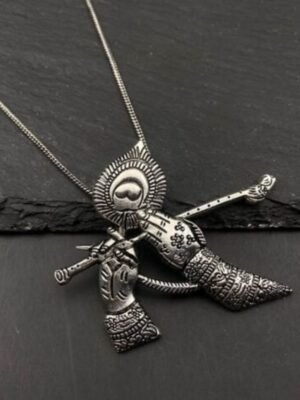 Krishna Flute Oxidized Necklace