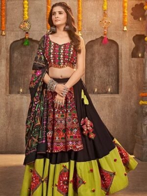 Black and Green Navratri Chaniya Choli